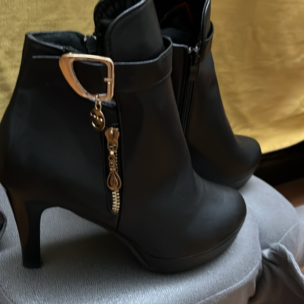 Black Ankle Boots with High Heel and Strap Detail.NWOT - Picture 2 of 6